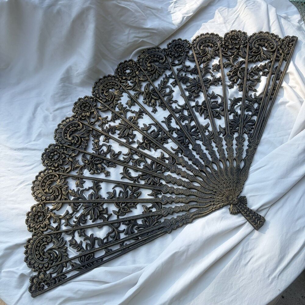 Vintage Burwood Lace Look Fan Wall Hanging
